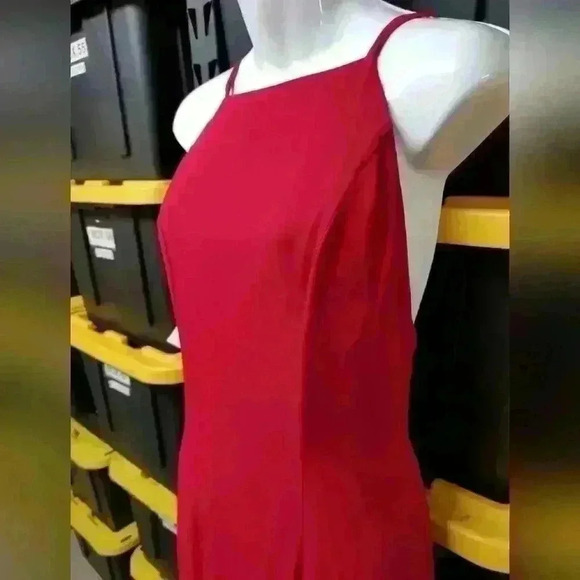 NEW NWT Fame And Partners Cherry Red Leo Halter Open Back Maxi Dress Size 4 US - Picture 5 of 13